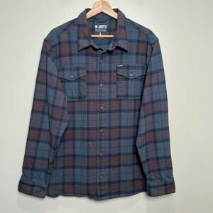 Jetty Flannel Shirt Men's Large Blue Plaid Organic Cotton Outdoor Workwear